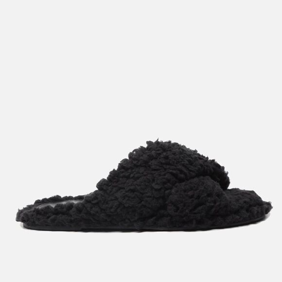 Revolve SCHUTZ S-Dynora Slipper Slip On Criss Cross Teddy Bear Shearling Sandals - Picture 2 of 7